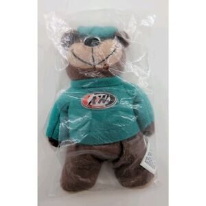 Vintage A&W Root Beer Restaurant Mascot Bear Green Shirt Plush Toy Beanie 1998
